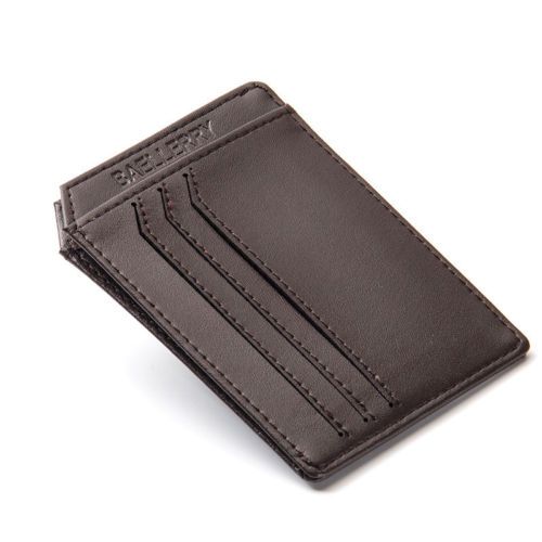 WALLET Minimalist leather wallet with 9 pockets - Coffee